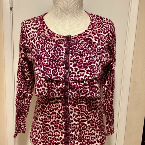 Charlotte Tarantola Sweaters - Charlotte Tarantola Vintage Retro Style Animal Print Cardigan Large NWT
